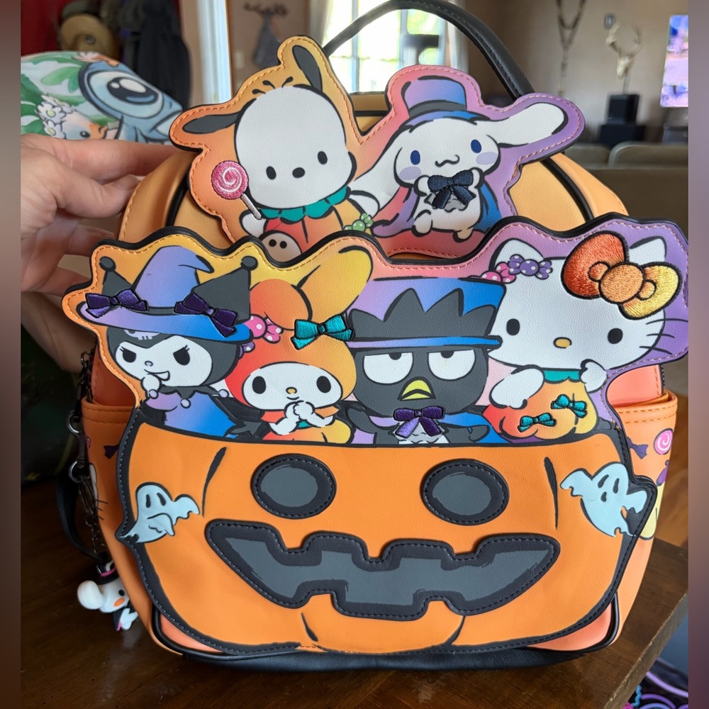 Loungefly Orange Black Halloween Pumpkin Sanrio Character Backpack